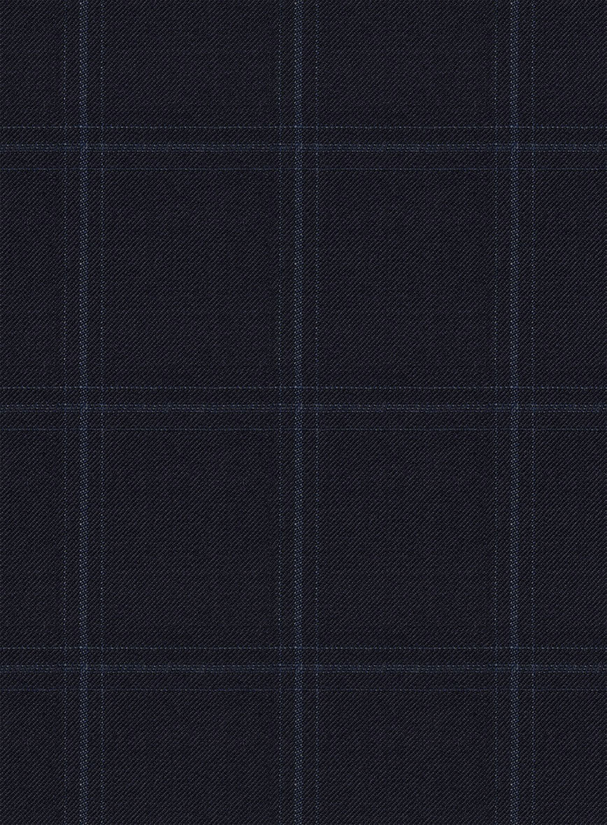 Reda Cashmere Blue Windowpane Wool Pants - Image 3