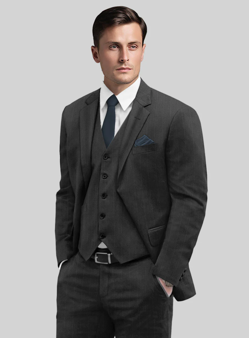 Reda Cashmere Dark Gray Chalkstripe Wool Suit - Image 4
