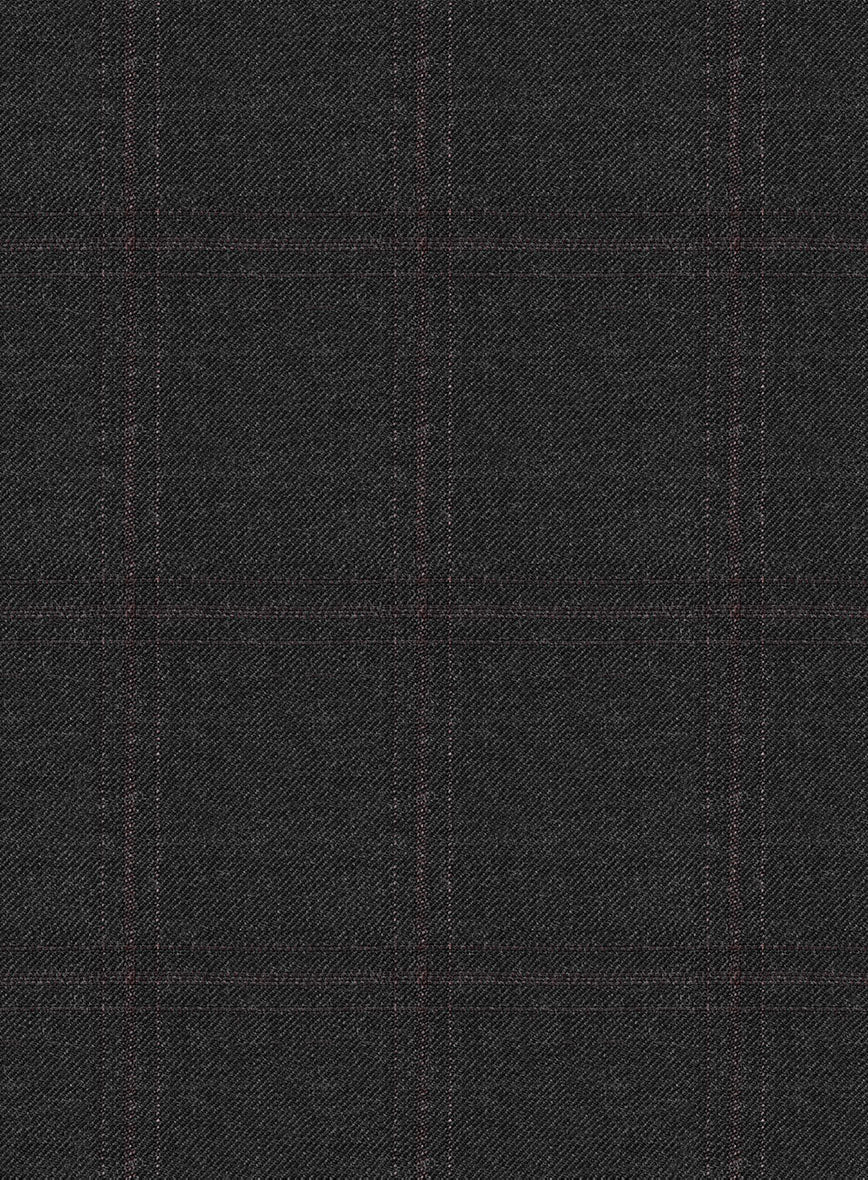 Reda Cashmere Dark Gray Windowpane Wool Pants - Image 3