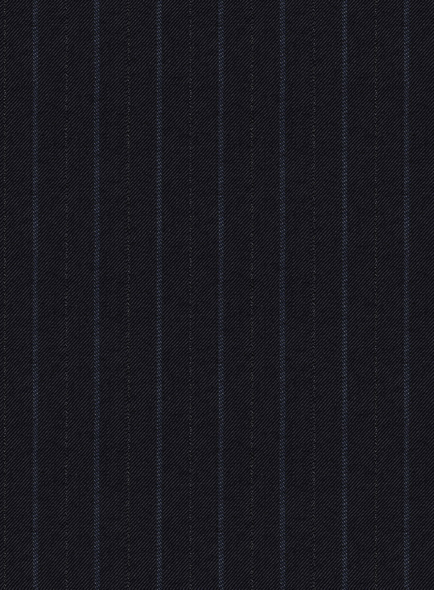 Reda Cashmere Navy Blue Stripe Wool Pants - Image 3