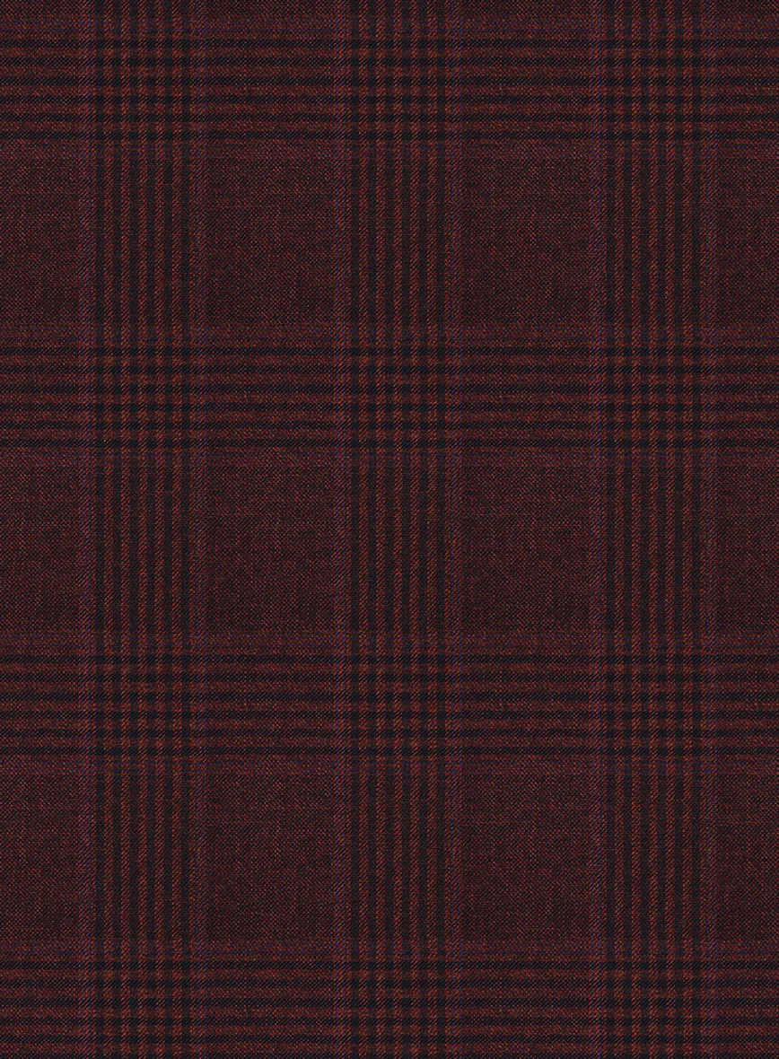 Reda Casvo Maroon Checks Wool Pants - Image 3
