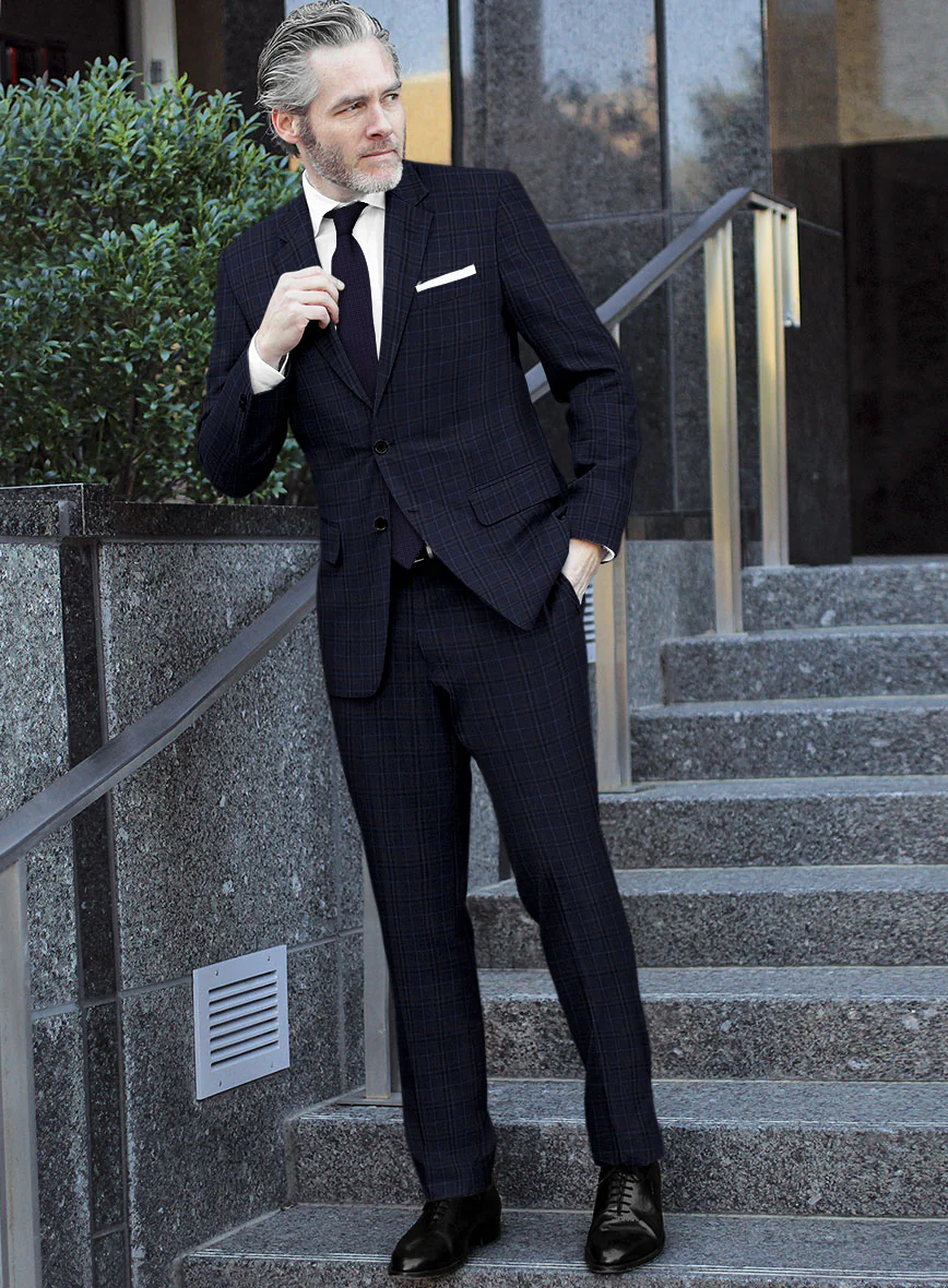 Reda Cavez Blue Checks Wool Suit - Image 2