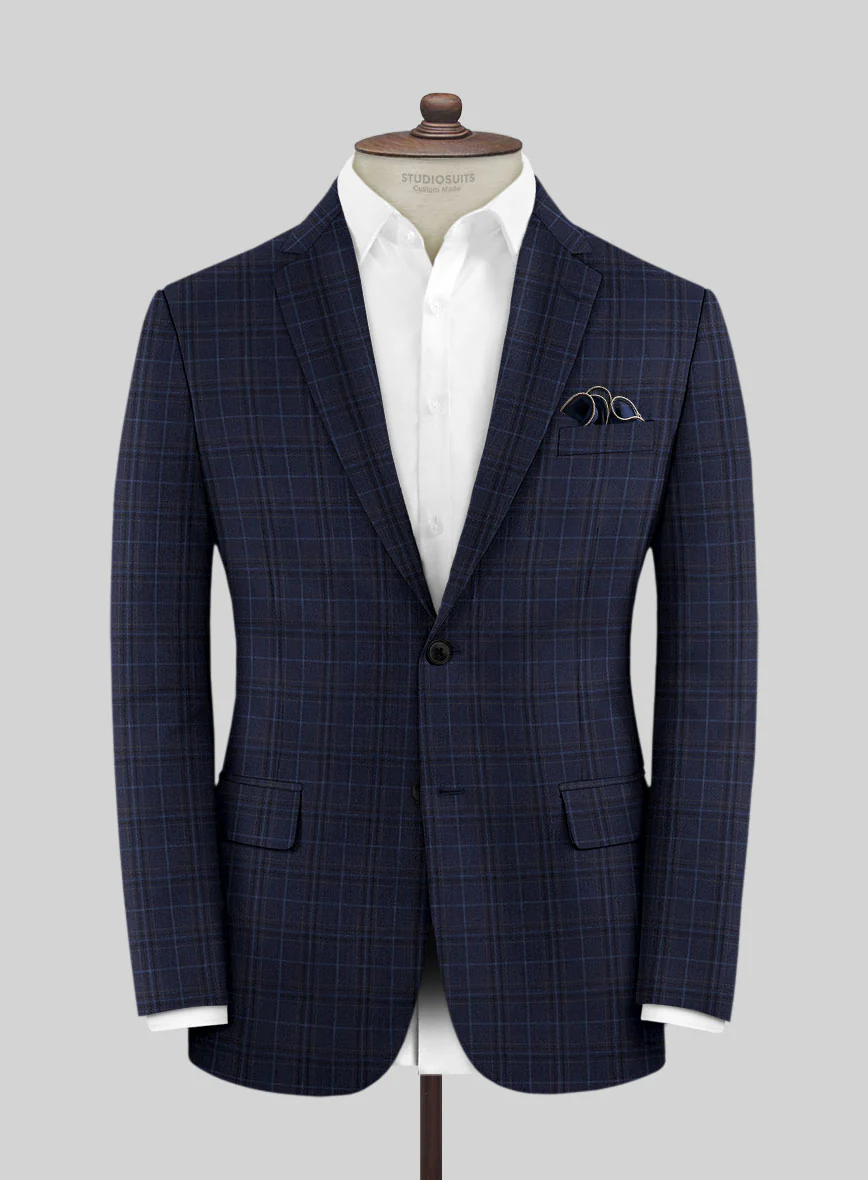 Reda Cavez Blue Checks Wool Suit - Image 3