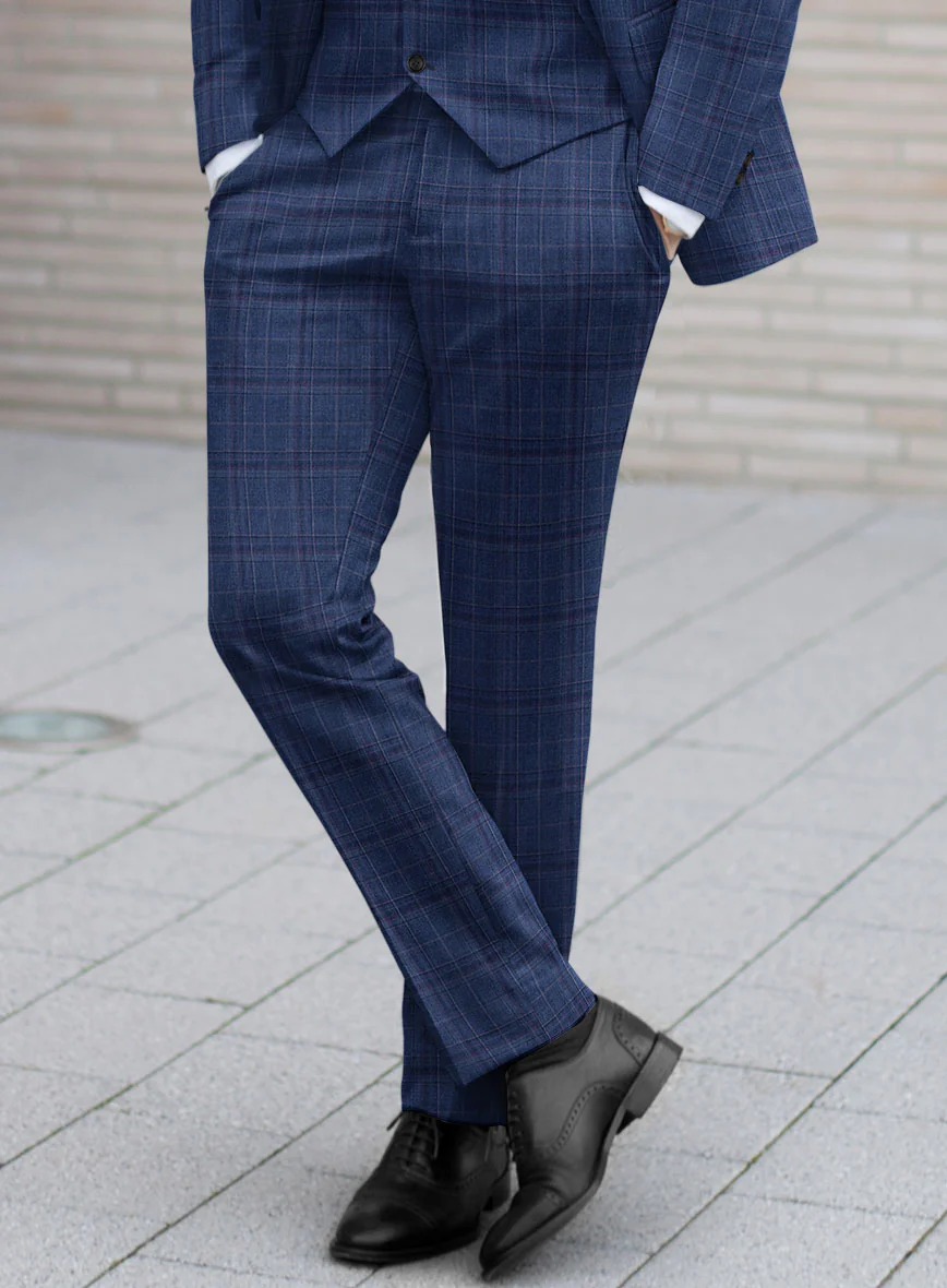 Reda Cerulean Blue Checks Wool Suit - Image 4