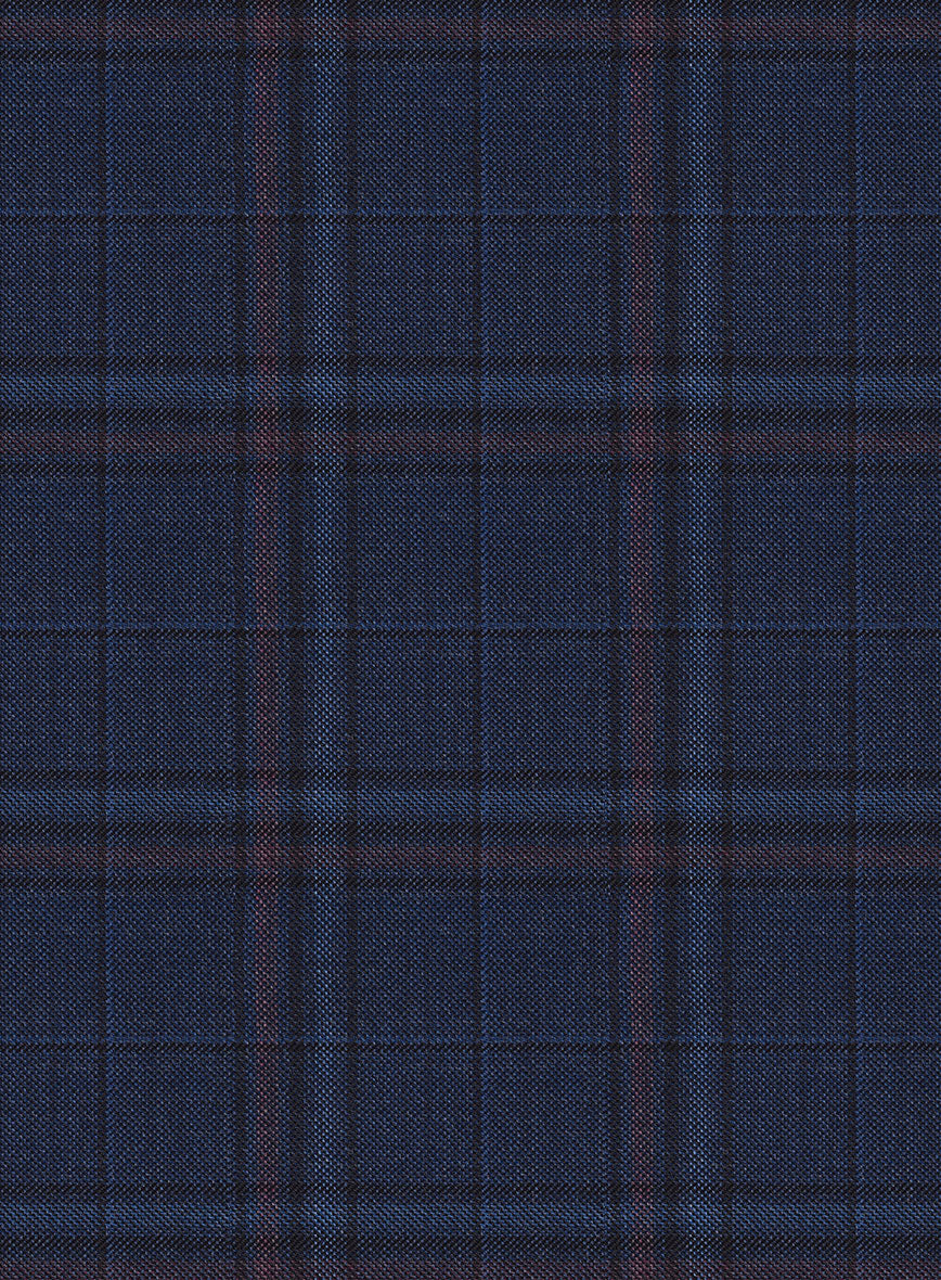 Reda Cinder Blue Checks Wool Pants - Image 3