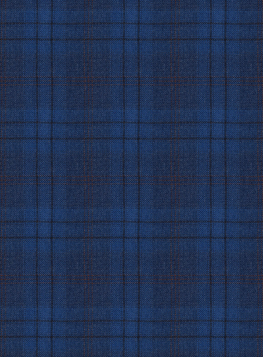Reda Cobalt Blue Checks Wool Suit - Image 6