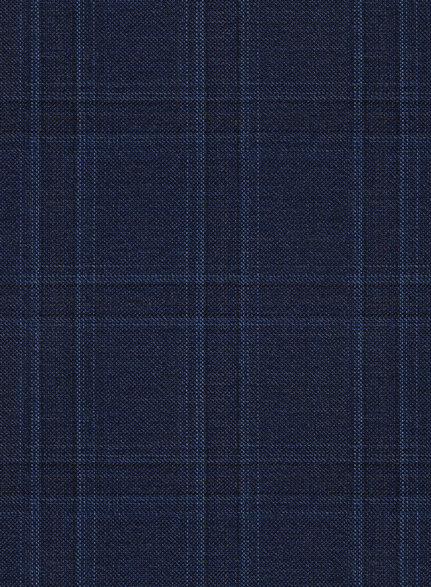 Reda Dark Navy Checks Wool Pants - Image 3