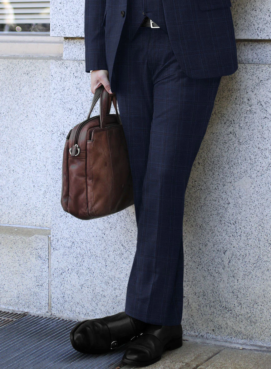 Reda Dark Navy Checks Wool Suit - Image 4