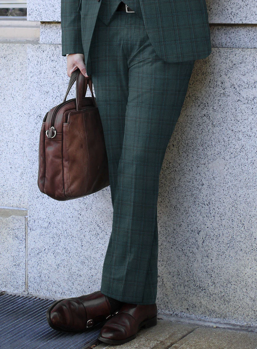 Reda Dark Teal Checks Wool Suit - Image 5
