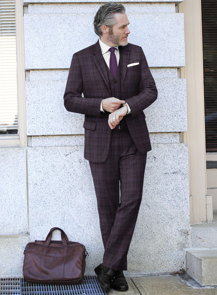 Reda Delgue Purple Checks Wool Suit - Image 2