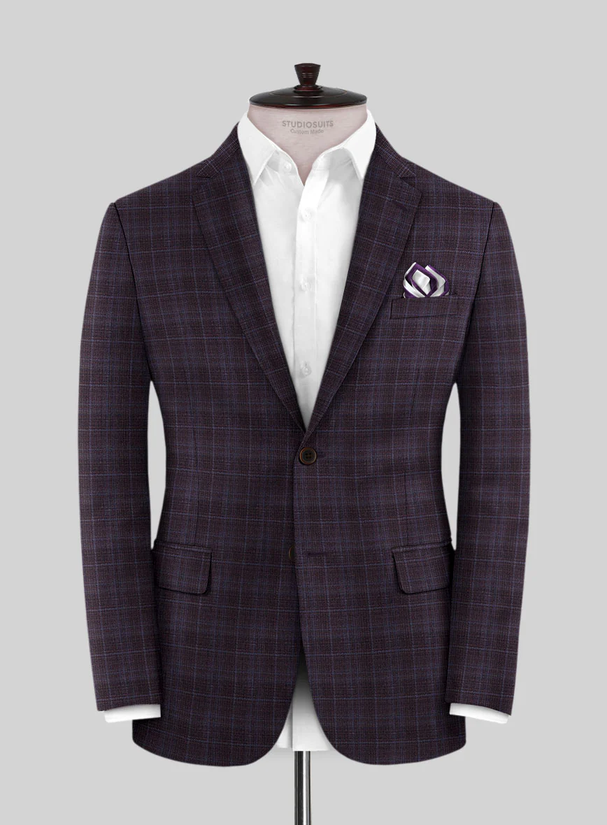 Reda Delgue Purple Checks Wool Suit - Image 3