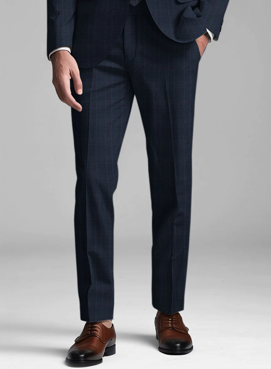 Reda Elian Blue Checks Wool Pants - Image 2