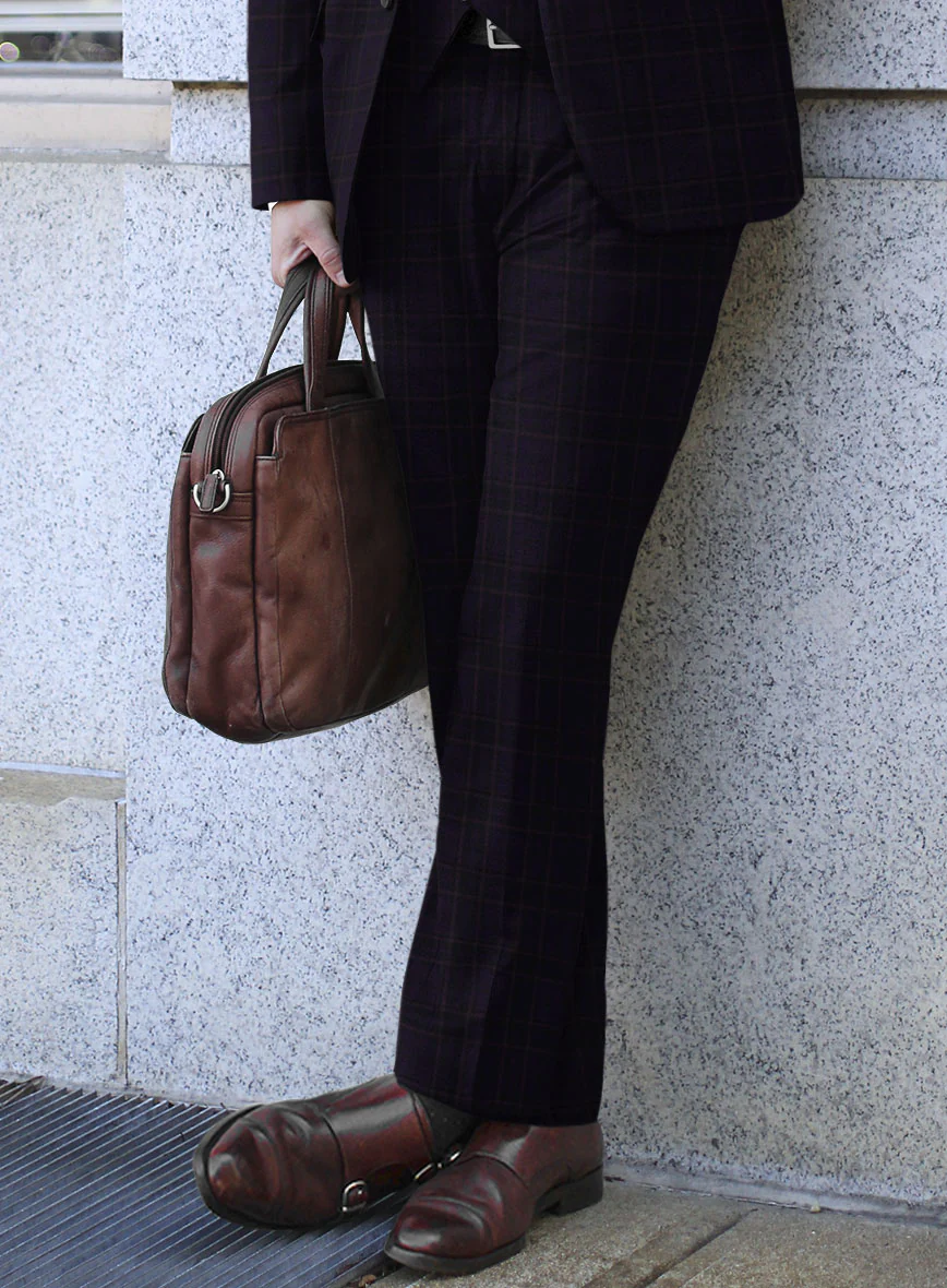 Reda Eralto Purple Checks Wool Pants - Image 2