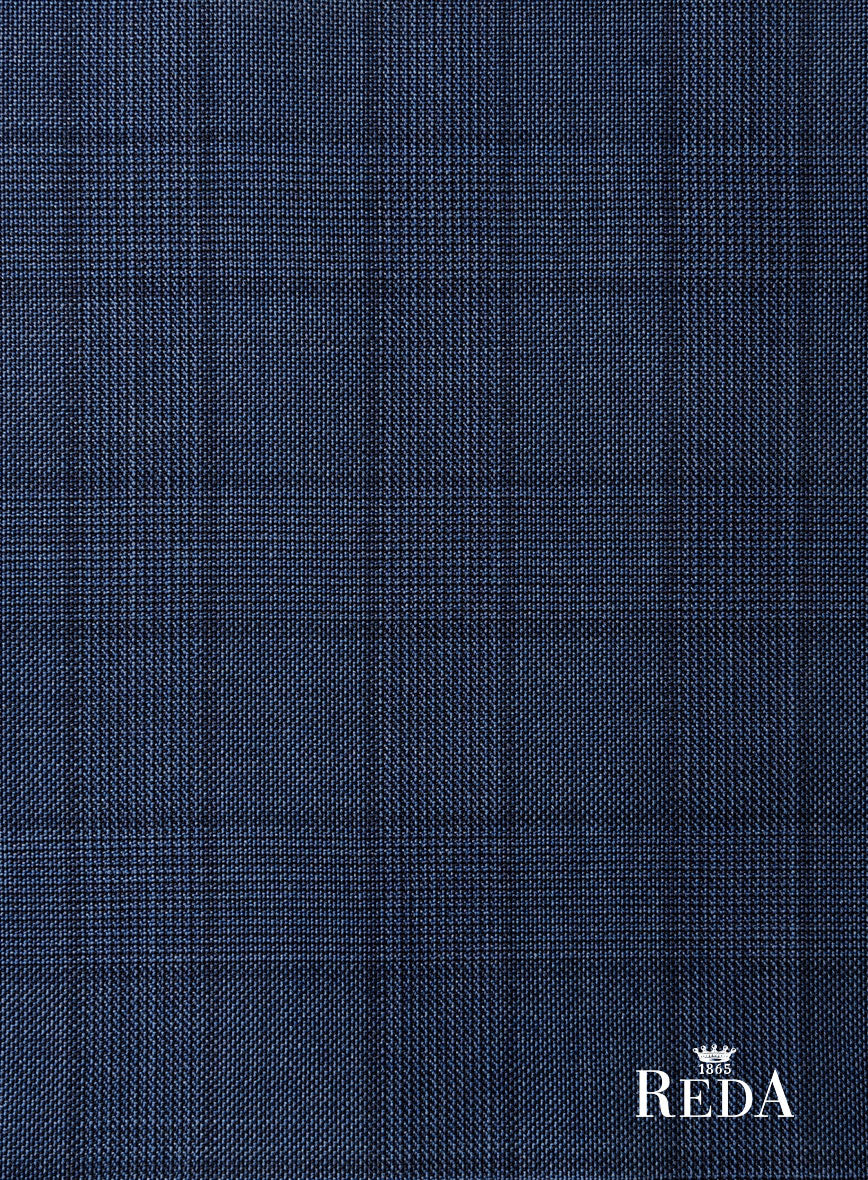 Reda Erlon Royal Blue Checks Wool Pants - Image 3