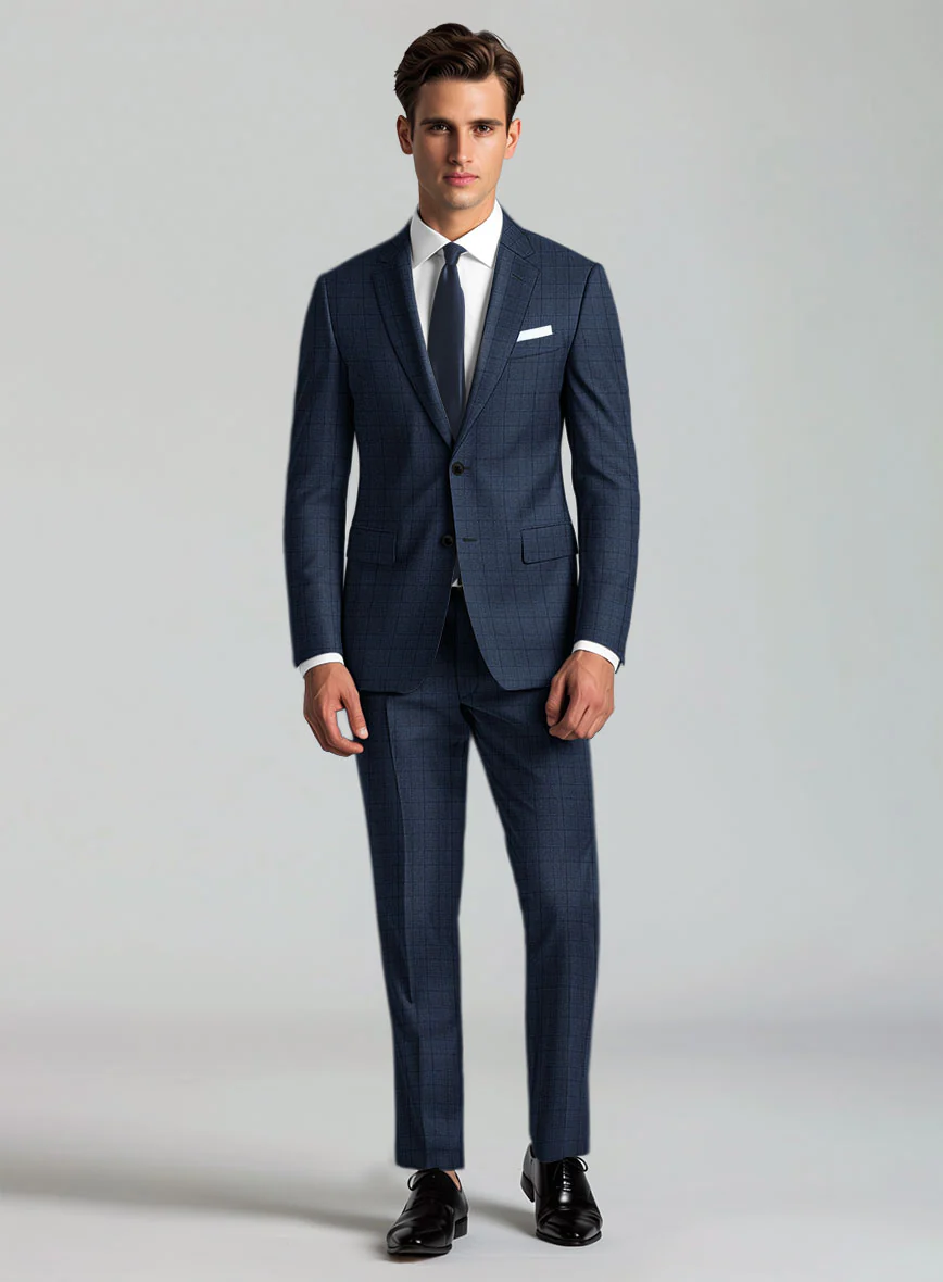 Reda Erlon Royal Blue Checks Wool Suit - Image 2