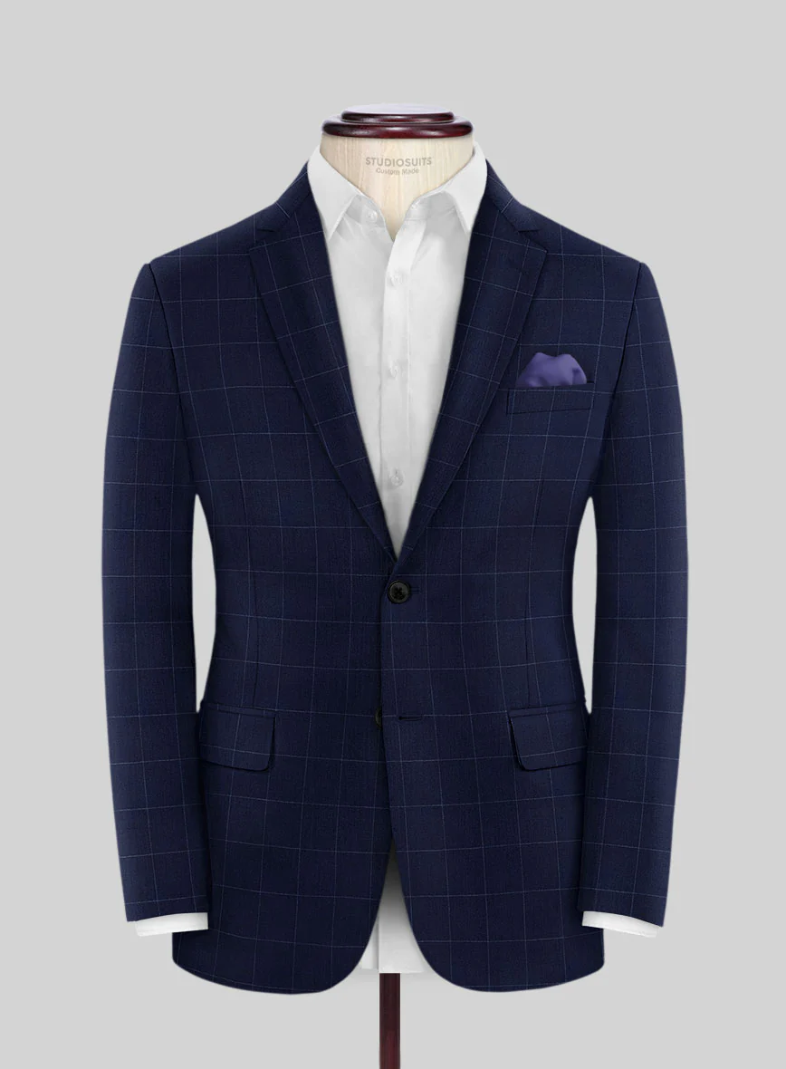Reda Flexo Blue Checks Wool Jacket
