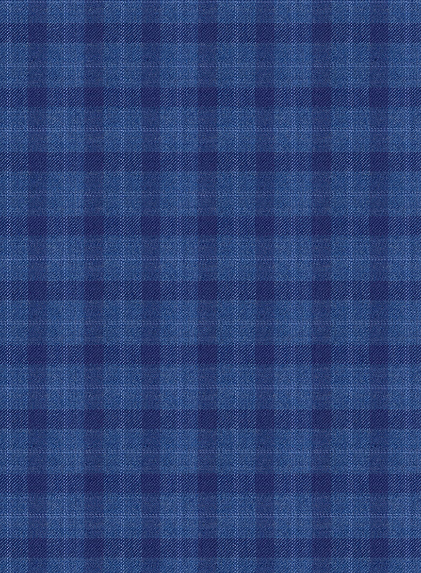 Reda Havelock Blue Checks Wool Jacket - Image 2