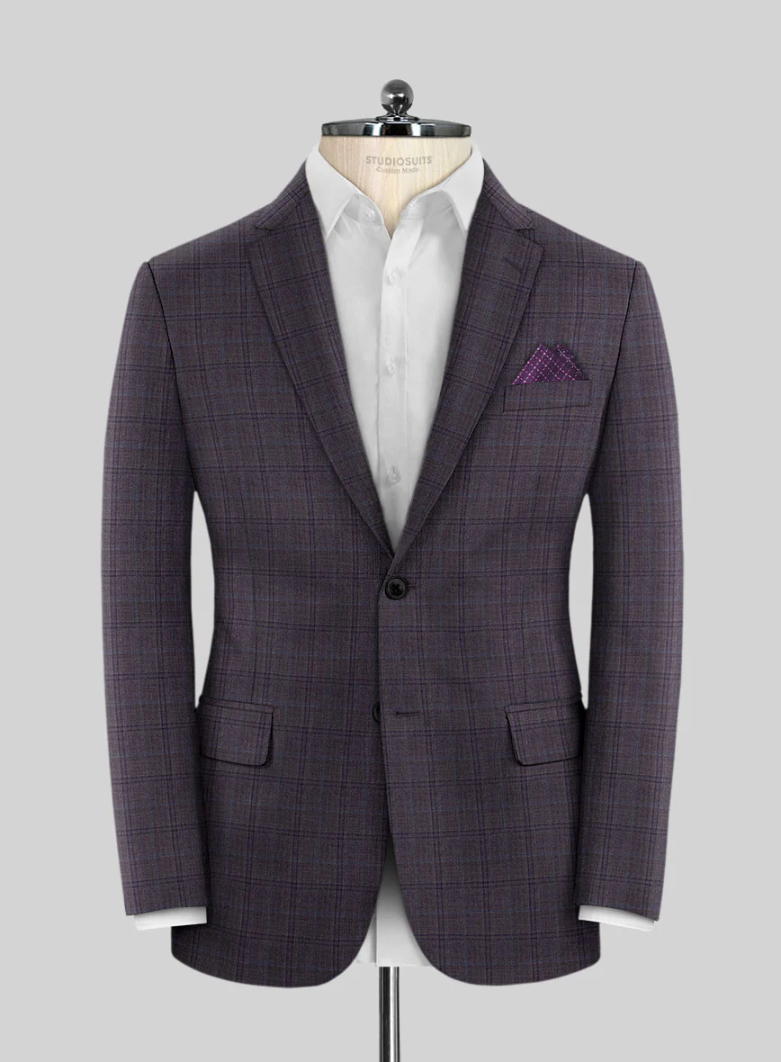 Reda Haze Purple Checks Wool Jacket