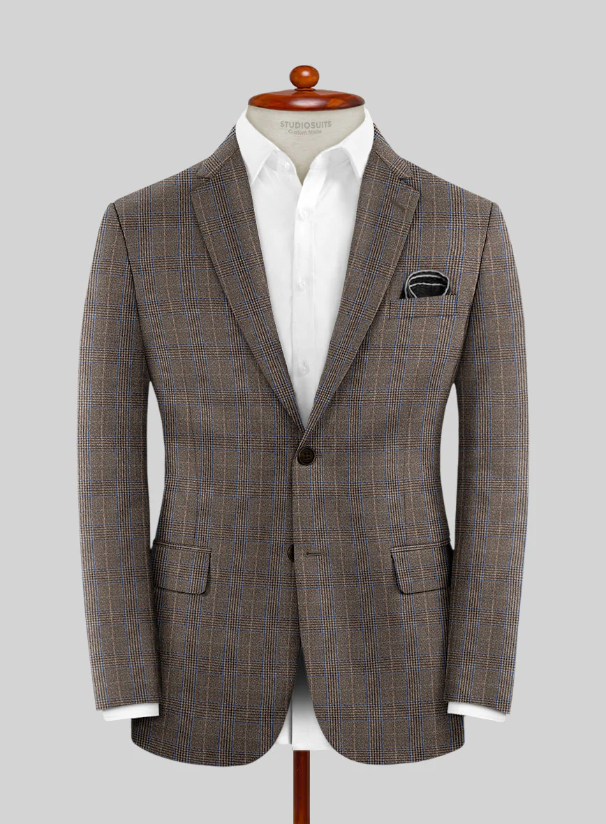 Reda Homio Brown Checks Wool Jacket