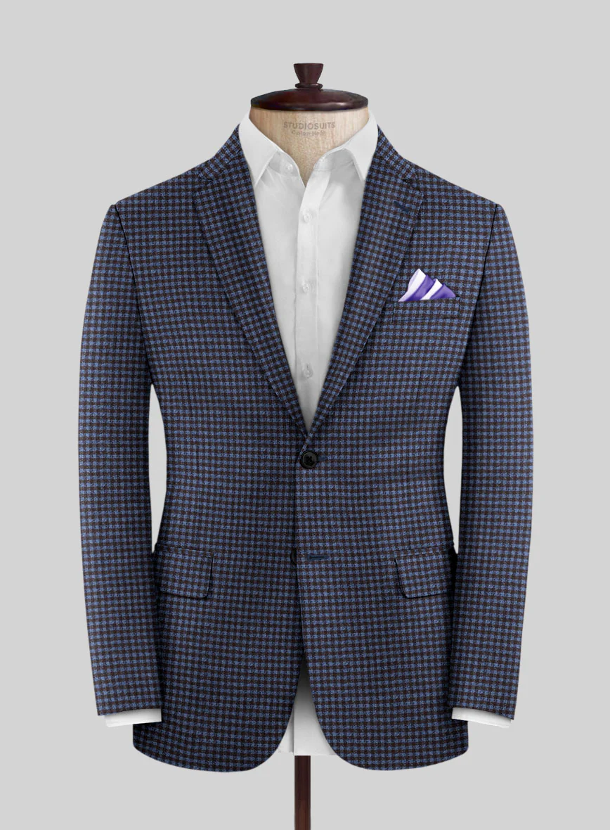 Reda Izasmo Blue Checks Wool Jacket