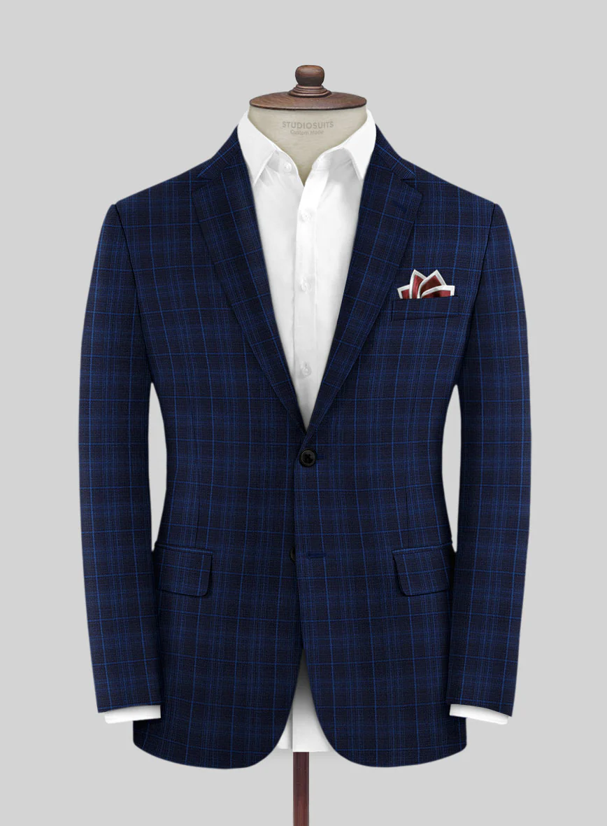 Reda Jagur Blue Checks Wool Jacket