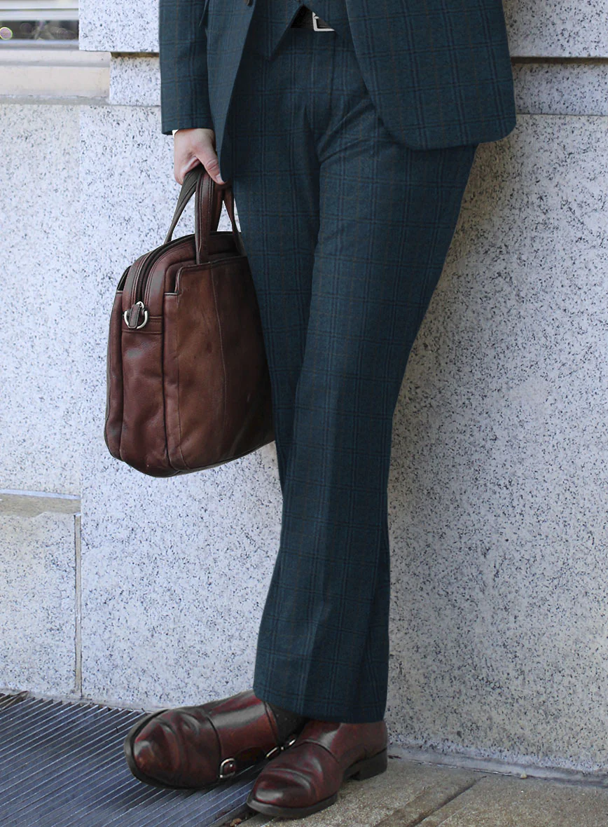Reda Jeromi Teal Blue Checks Wool Suit - Image 4