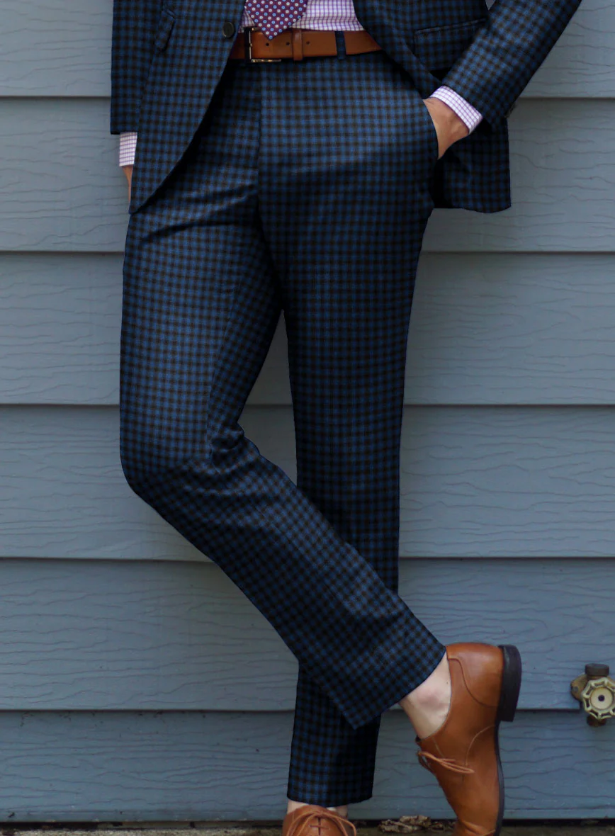 Reda Lapis Blue Checks Wool Suit - Image 4