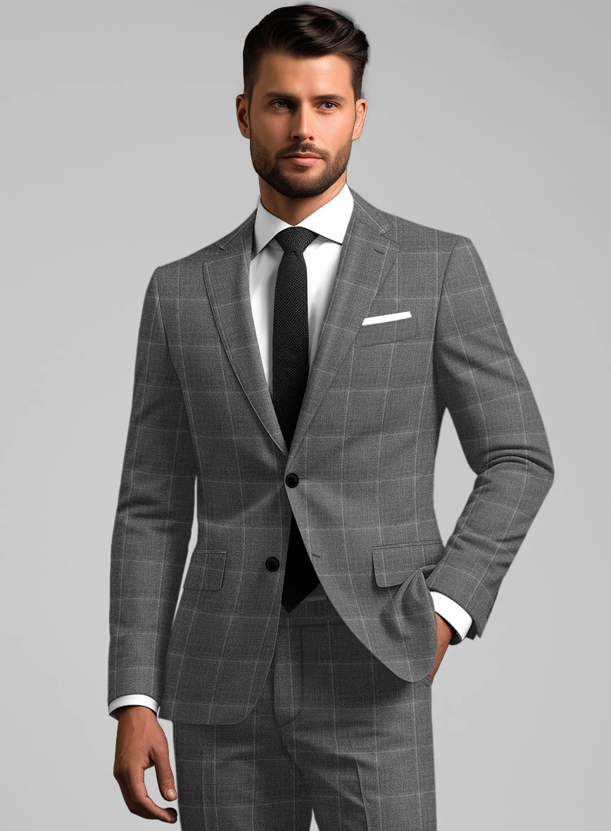 Reda Lindale Gray Checks Wool Jacket - Image 2