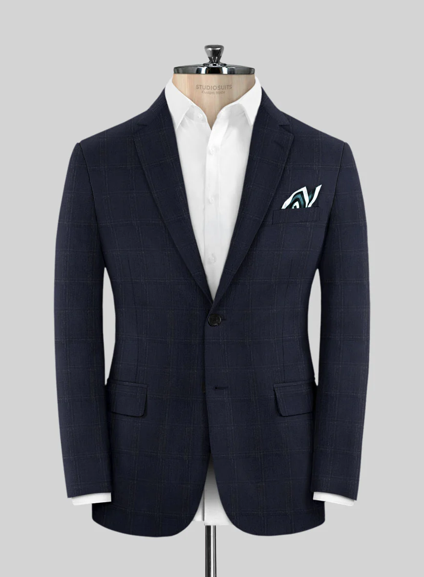 Reda Martes Blue Checks Wool Jacket
