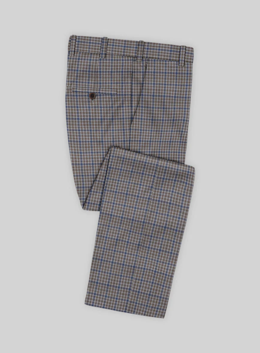 Reda Matio Brown Checks Wool Pants