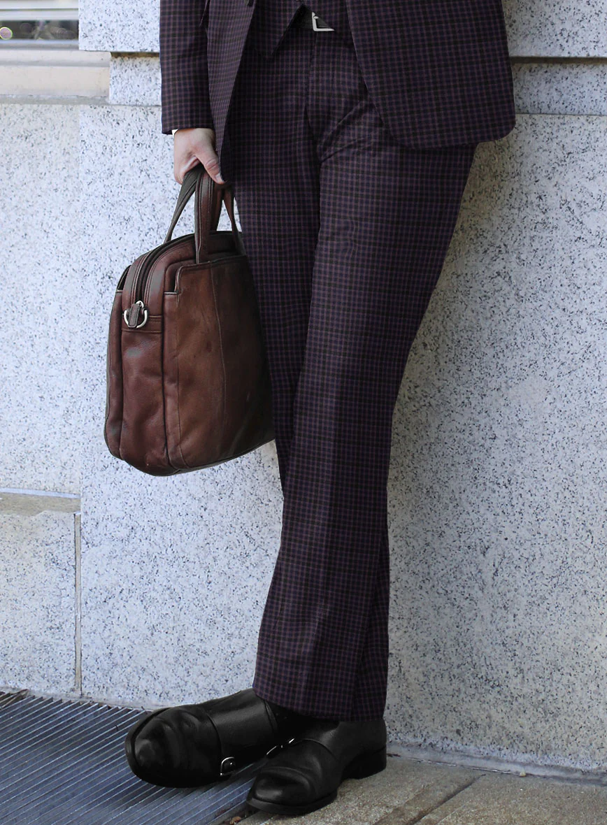 Reda Matio Purple Checks Wool Pants - Image 2