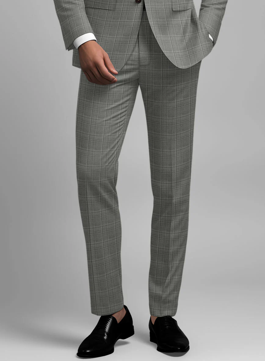 Reda Mavlox Gray Checks Wool Pants - Image 2