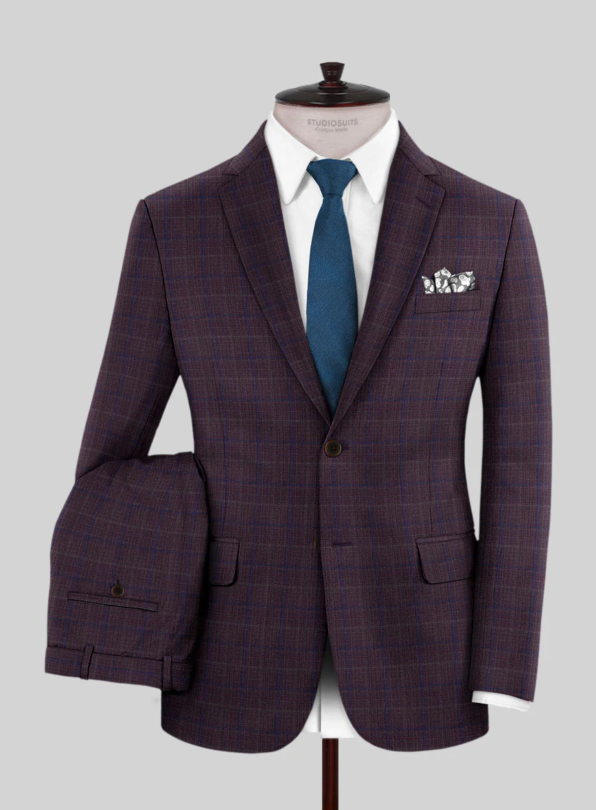 Reda Mulled Wine Checks Wool Suit