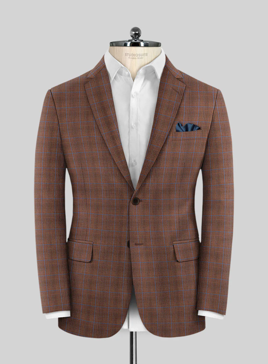 Reda Nutmeg Brown Checks Wool Suit - Image 3