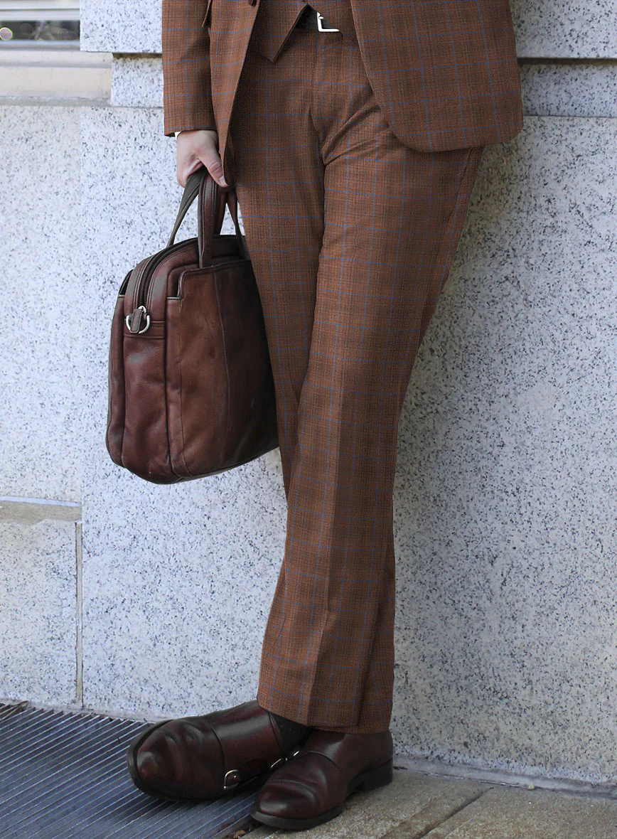 Reda Nutmeg Brown Checks Wool Suit - Image 4