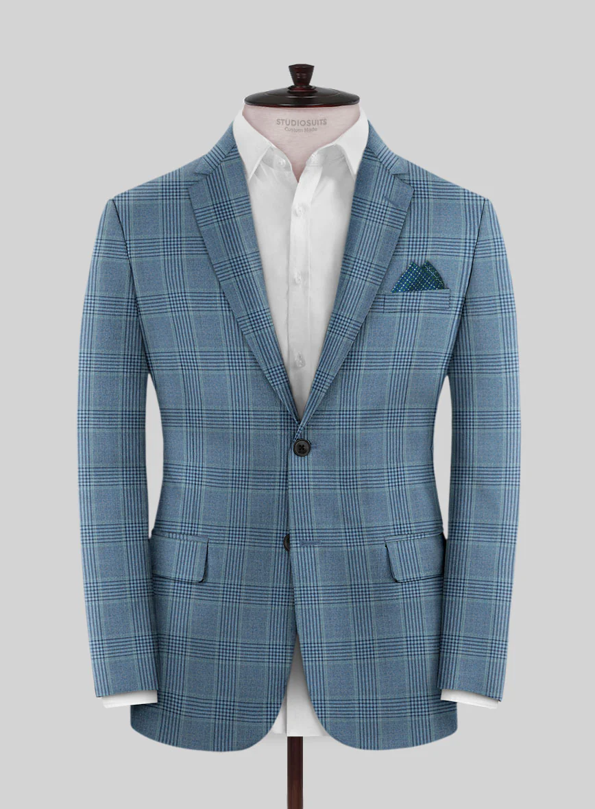 Reda Pacific Blue Checks Wool Suit - Image 3