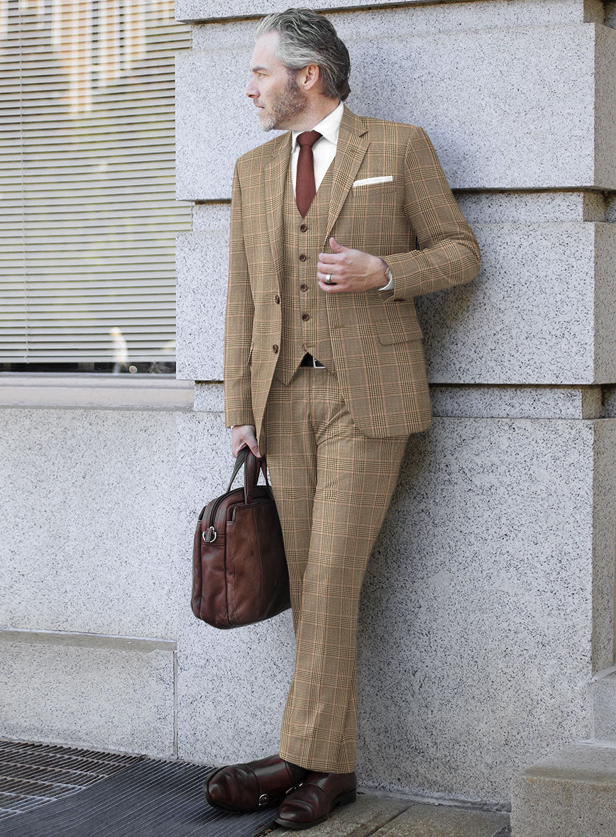 Reda Pale Brown Checks Wool Suit - Image 2
