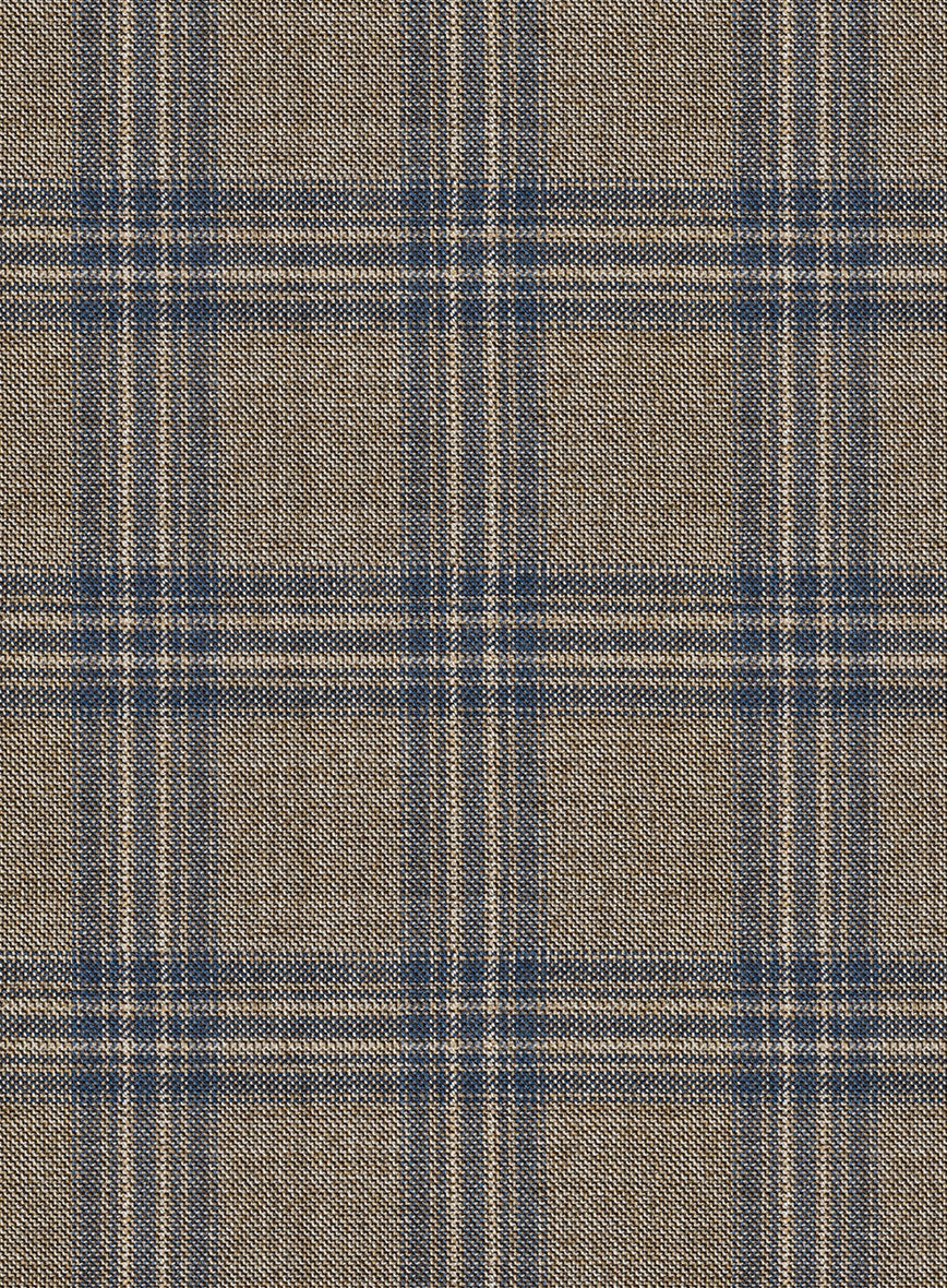 Reda Sand Brown Checks Wool Pants - Image 3