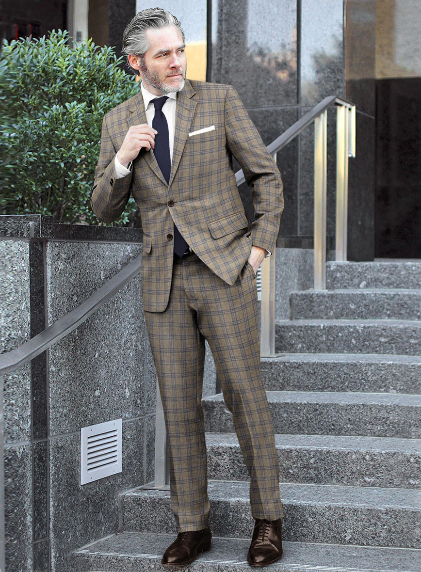 Reda Sand Brown Checks Wool Suit - Image 2