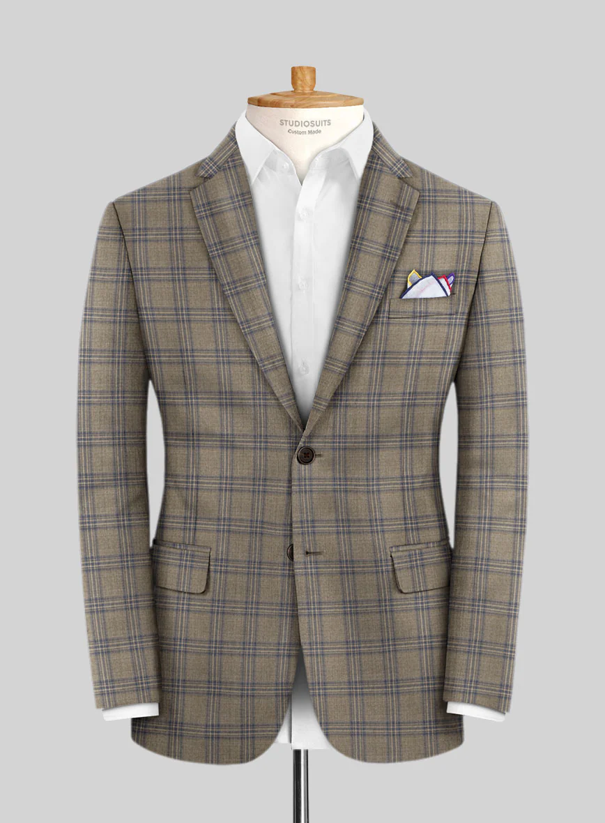 Reda Sand Brown Checks Wool Suit - Image 3