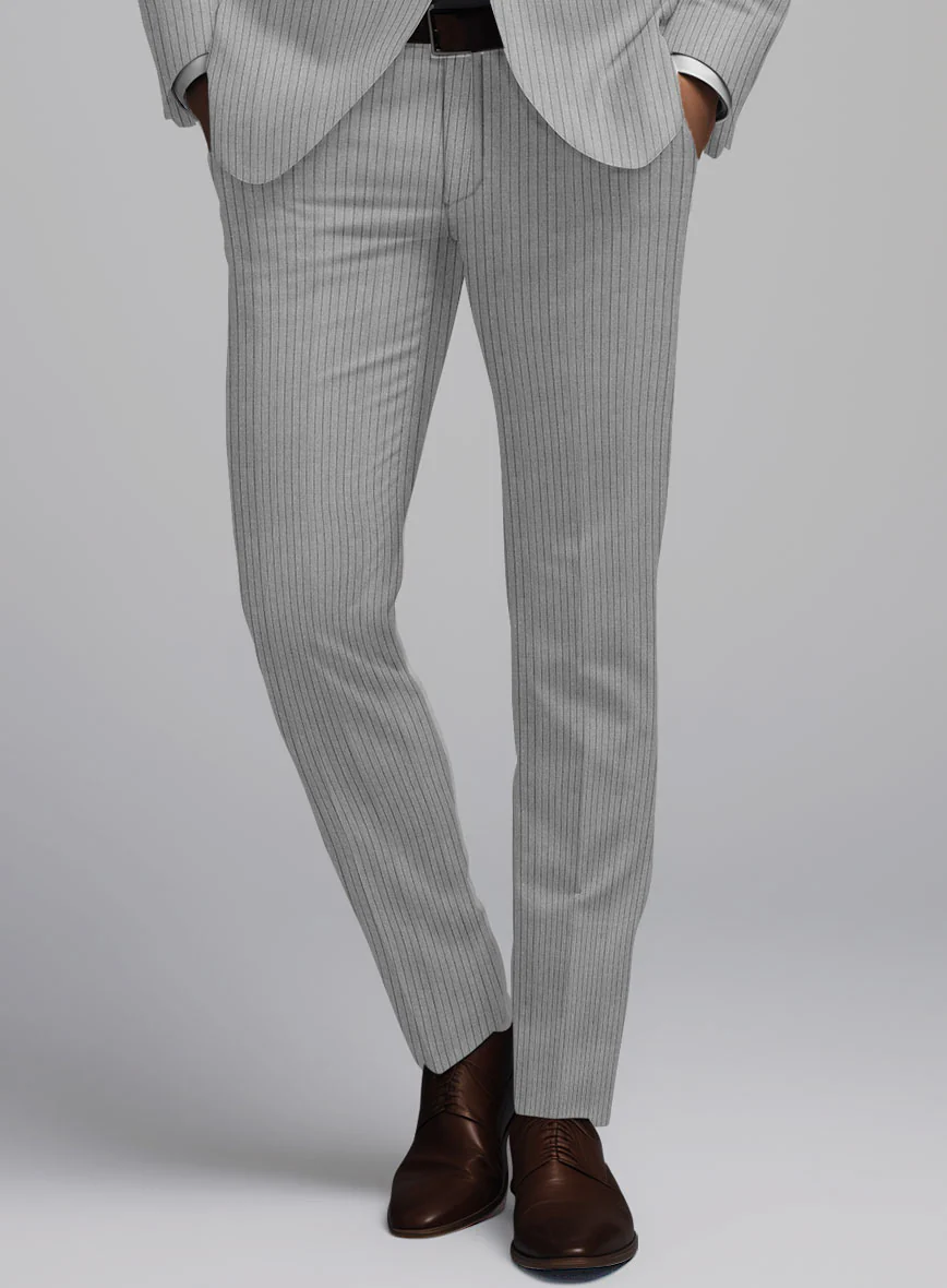Reda Tibaro Gray Stripe Wool Pants - Image 2
