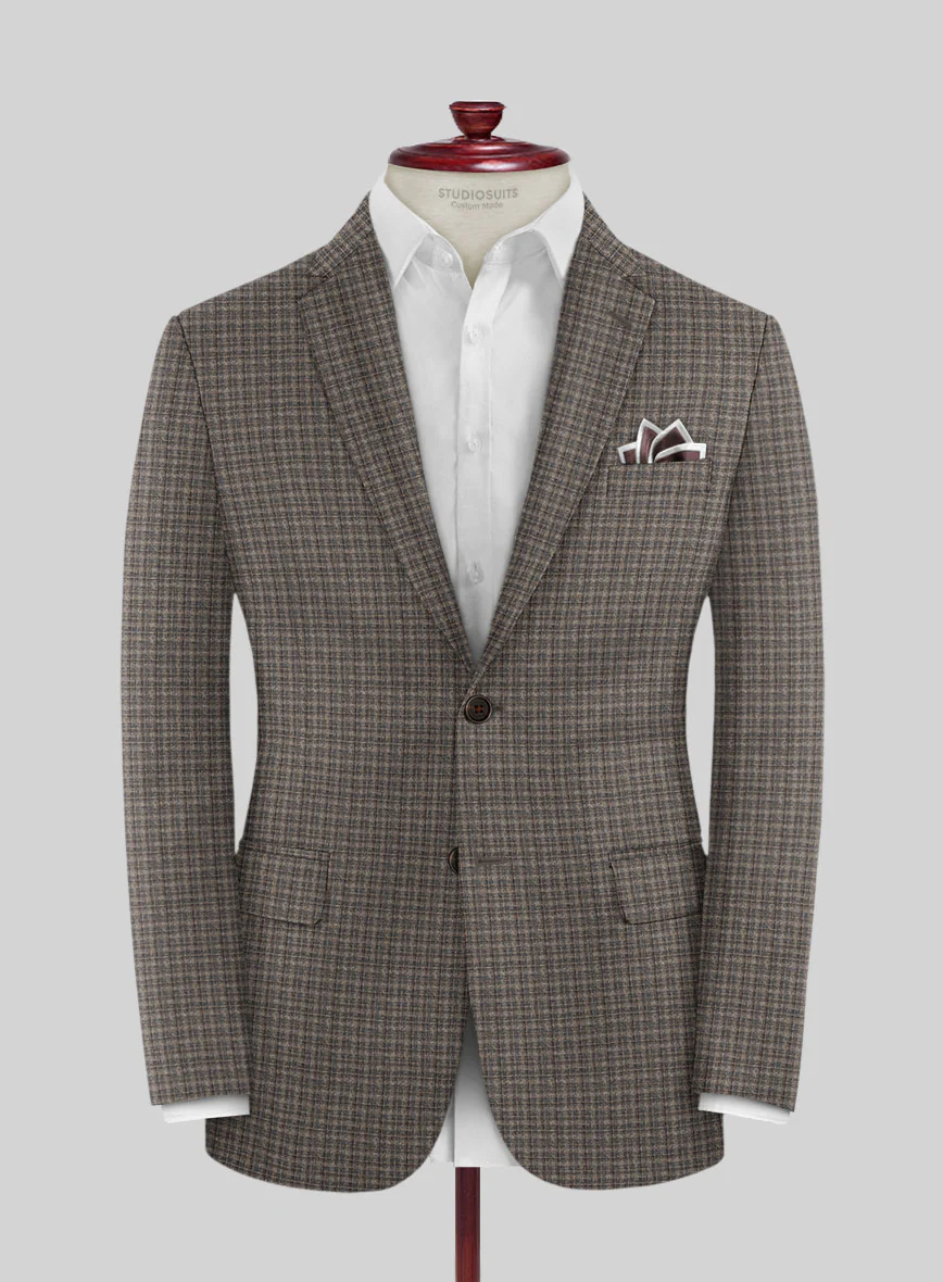 Reda Toli Brown Checks Wool Jacket