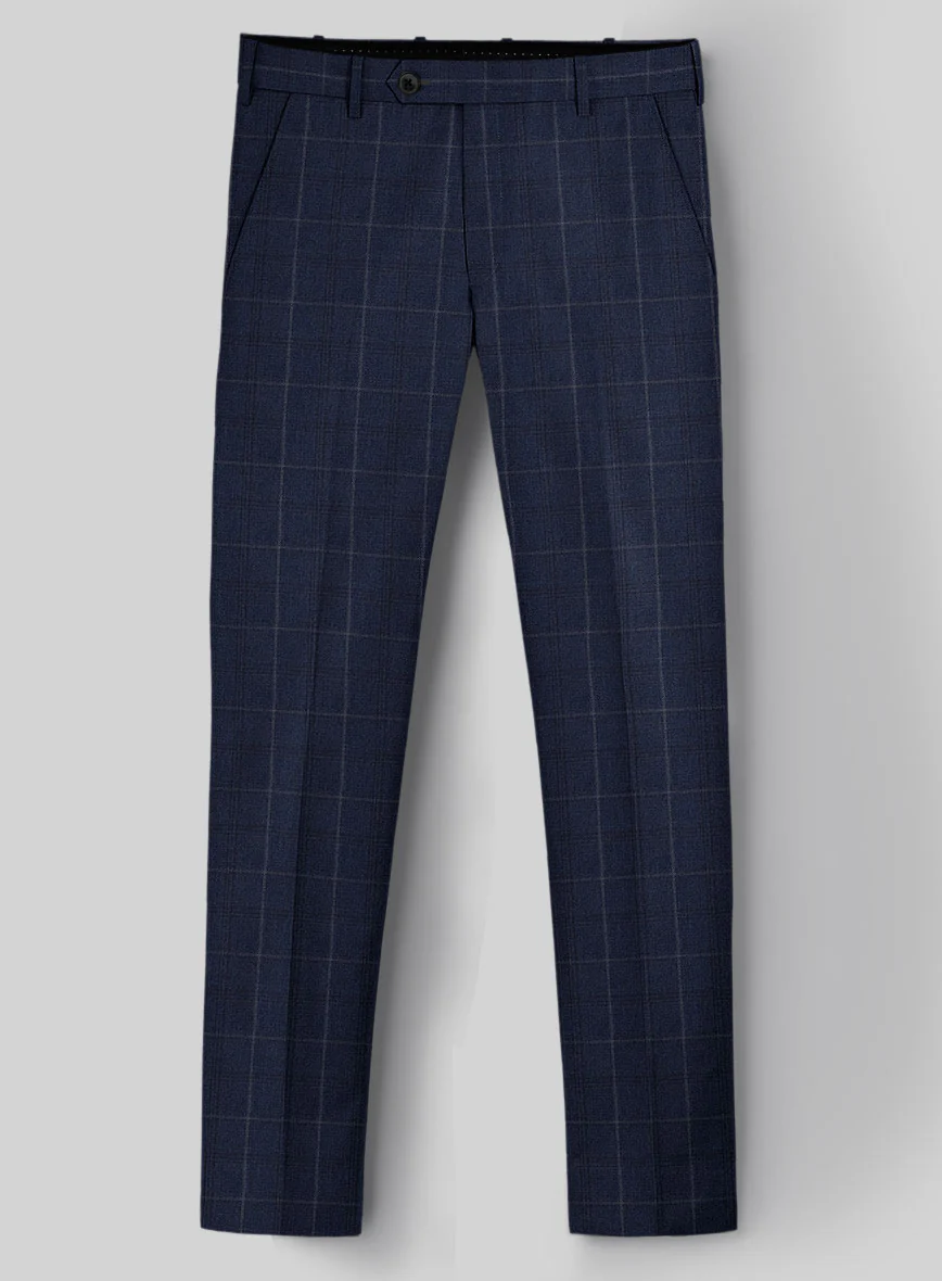 Reda Trivon Blue Checks Wool Pants