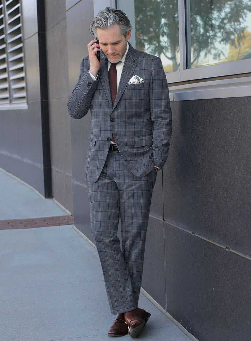 Reda Tropical Blue Checks Wool Suit - Image 2