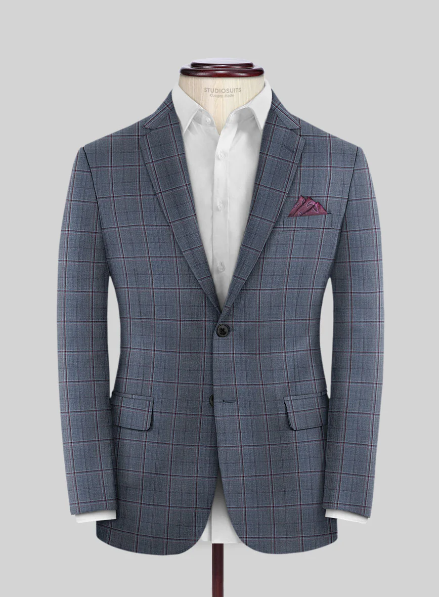 Reda Tropical Blue Checks Wool Suit - Image 3