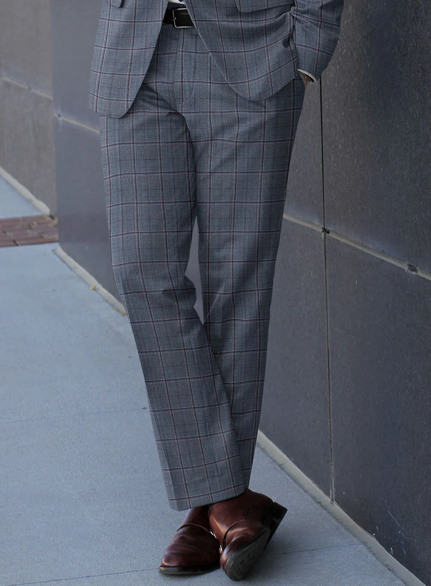 Reda Tropical Blue Checks Wool Suit - Image 4