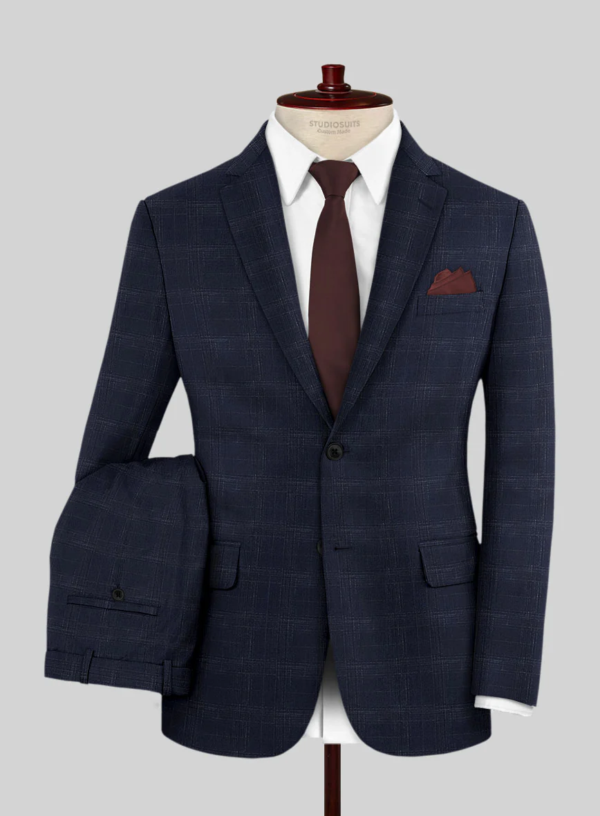 Reda Xime Blue Checks Wool Suit