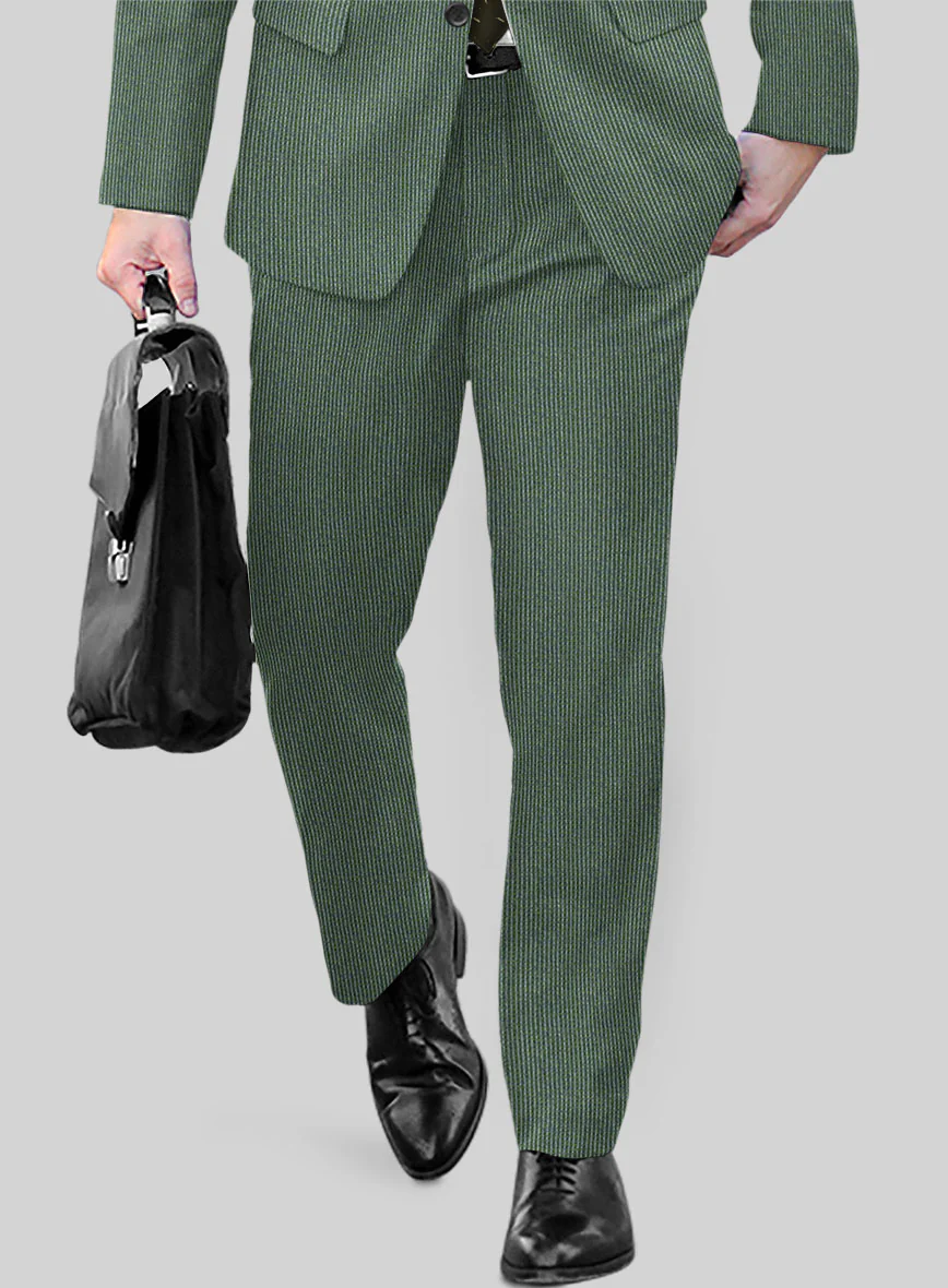 Regal Corded Green Stripe Tweed Pants - Image 2
