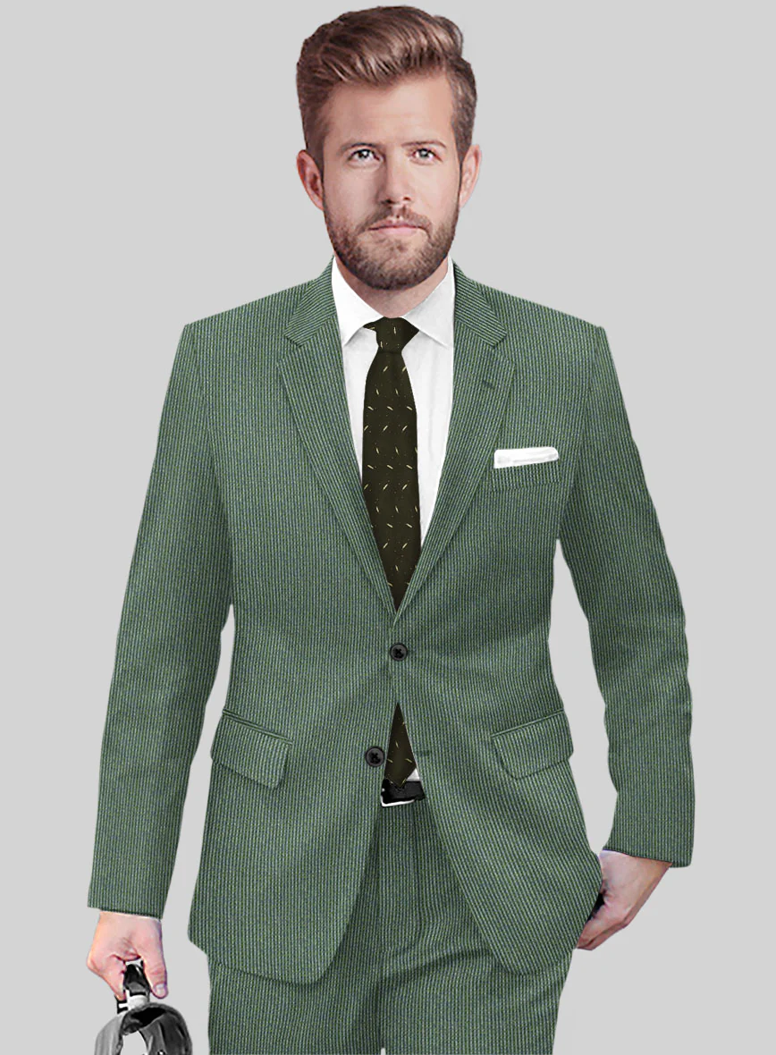 Regal Corded Green Stripe Tweed Suit - Image 4