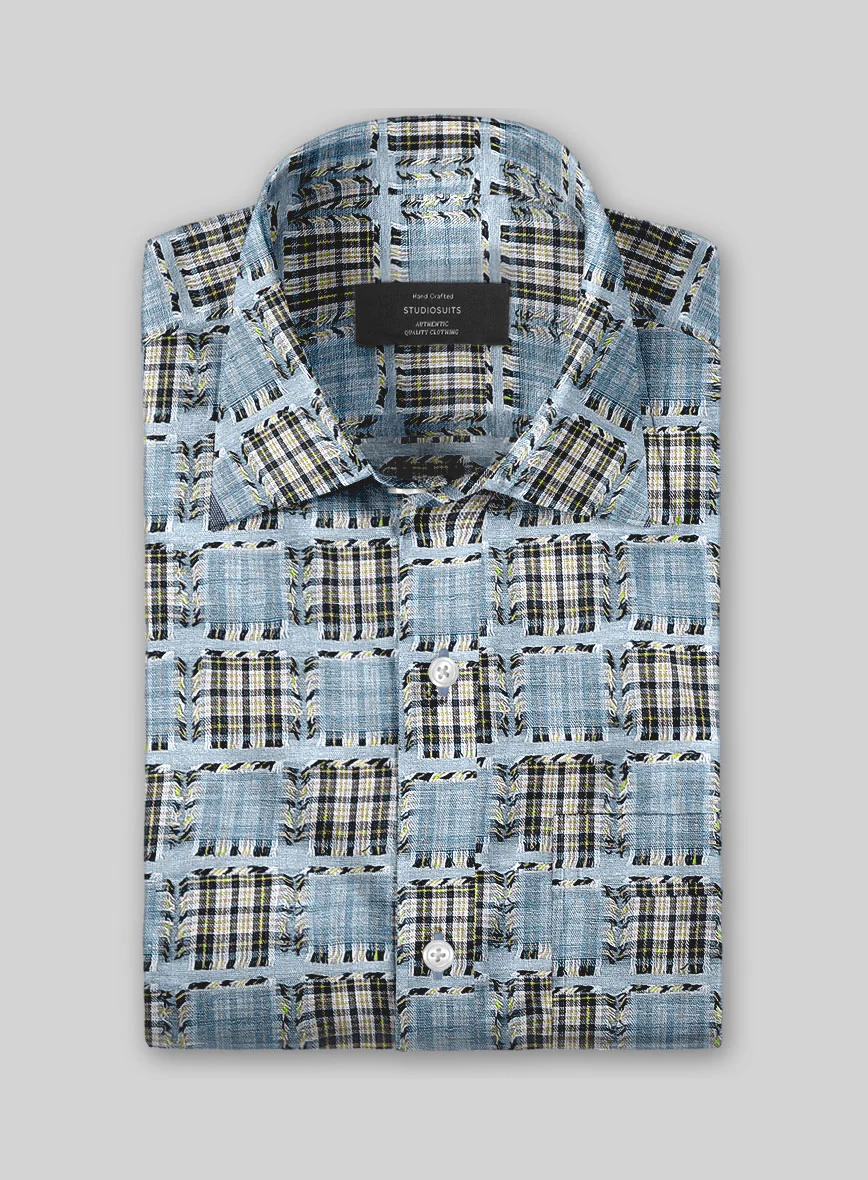 Ridge Blue Check Patchwork Cotton Shirt